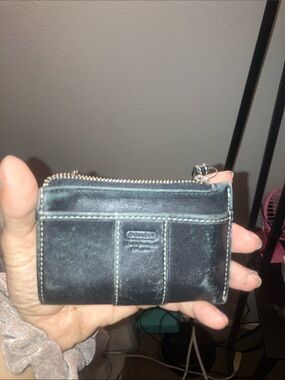 Coach Black Leather Zip Card Pouch